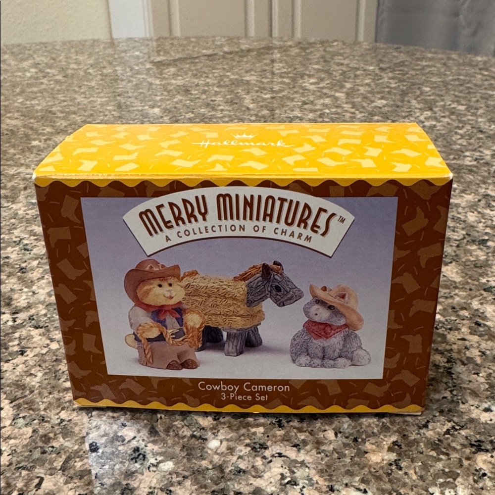 Hallmark Merry Miniatures Cowboy Cameron 3-Piece Set - Yellow Box